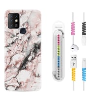 INFINIX Hot 8 9 10 11S Hot 10 Play 10T Kılıf Kablo Koruma Spiral Silikon Colorfull Marble 2 1389