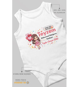 Teyzeye Özel Sıfır Kollu Bebek Zıbını %100 Pamuk