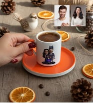 Kişiye Özel Karikatürlü Süper Kahraman Çift Sevgililer Türk Kahvesi Fincanı Sevgililer Günü Hediyesi