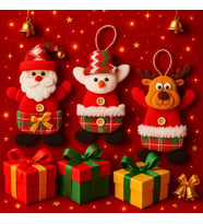 3 Adet Yılbaşı 2026 Yeni Model Noel Çam Ağacı Süsü  Orta Boy 17 cm x 11 cm