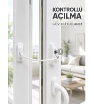 Beyaz Kablolu Pencere Kilidi Anahtarlı Güvenlik Sistemi Çocuk Koruma Aparatı