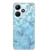 PrintiFy İnfinix Hot 30i Uyumlu Kamera Korumalı Floral Su Yeşili Tasarımlı Şeffaf Silikon Kılıf