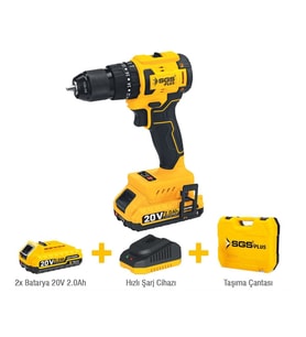 AKÜLÜ DARBELİ MATKAP SETİ 20V, 45 NM TORK 2X20 AH SGS 5530