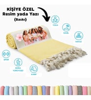 Kişiye Özel Elmas Desenli Baskılı Peştemal – İsim Yazılı Oversize Türk Plaj Havlusu – Banyo Havlusu (Sarı)