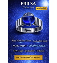 Sertifikalı Koyu Mavi Aura Kuvars Yüzük Doğal Taş Ayarlanabilir El Yapımı Şık Enerji Taşı (Çok Renkli)