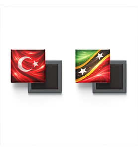 Buzdolap Magnetleri - Saint Kitts ve Nevis Bayrağı ve Türk Bayrağı - 2'li Set Magneti