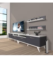 Decoraktiv Eko 200R Mdf Retro Tv Ünitesi Tv Sehpası (Beyaz - Antrasit)