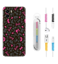Vivo Y15S Y32 Y33S Y51 Y53S Kılıf Kablo Koruma Spiral Silikon Barbie and Shoes 1413
