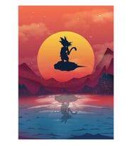 Dragon Ball Gün Batımı Tablo Ahşap Poster Dekoratif