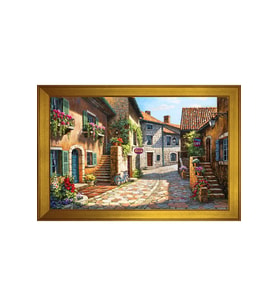 Manzara Temalı Kanvas Tablo 80 x 110 cm Gold Çerçeve