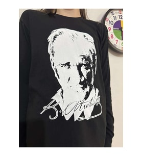 10 Kasım Özel Tasarım Siyah Atatürk Baskılı Uzun Kollu Tişört – Unisex