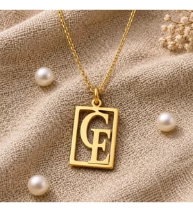 Kişiye Özel Çift Harf Kolye 925K Gümüş (Gold)