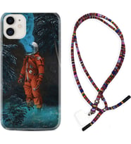 Apple iPhone 11 12 13 Mini Kılıf Boyun Asklı Rasta Silikon Astronot Smoke 1769