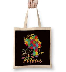 Autism Mom Mother Awareness Son Daughter Puzzle Ribbon Bez Çanta Uzun Saplı