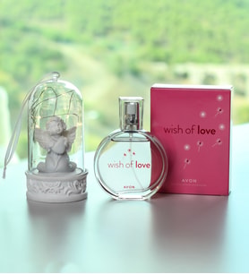 Led Işıklı Melek Fanus &  Avon Wish of Love Parfüm Kadına Hediye Seti