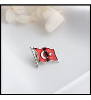 14 Ayar Altın Kaplama Türk Bayrağı Yaka Rozeti