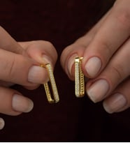 925 Ayar Gold Dikdörtgen Küpe Kadın Gümüş Küpe