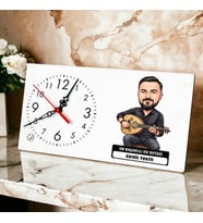 Ud Ustası Müzisyen Erkek Karikatürlü Masa Saati
