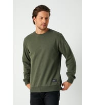 Erkek Haki Basic Bisiklet Yaka Regular Fit Normal Kesim 2 İplik Sweatshirt