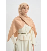 Elegance J.İpek Pamuk Dama Şal - 75 x 195 (Somon)
