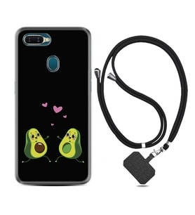 Oppo A5S A15 A16 A54 A55 A73 A74 Kılıf Boyun Askılı Silikon Aşık Avokadolar 1642