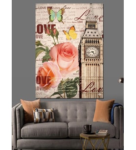 Londra Big Ben Kolaj Dekoratif Kanvas - Mdf Ahşap Tablo