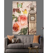 Londra Big Ben Kolaj Dekoratif Kanvas - Mdf Ahşap Tablo