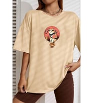 Unisex Shinobi Baskılı T-shirt (Bej)