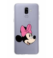 Samsung Galaxy J8 Kapak Minnie Mouse Tasarımlı Şeffaf Silikon Kılıf