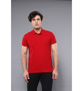 Polo Yaka Düz Kırmızı T-shirt  Wessi - Wessi