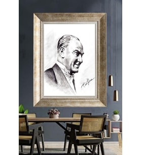 Gümüş Çerçeveli Atatürk Tablo za272
