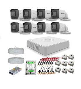 Hikvision 2mp 8 kameralı Dış ortam AHD HD-TVI Full Kamera Seti 2TB Disk