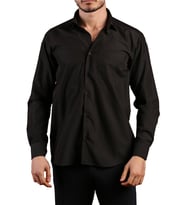 Siyah Rahat Kesim Cepli Uzun Kol Regular Fit Erkek Gömlek  - 150-20