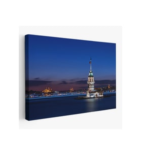 Kız Kulesi Gece Manzarası Dekoratif Kanvas Tablo-6502