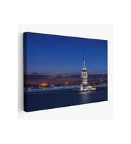 Kız Kulesi Gece Manzarası Dekoratif Kanvas Tablo-6502