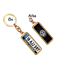 Kişiye Özel Plaka Metal Anahtarlık   Wolksvagen Space Logo (Altın)