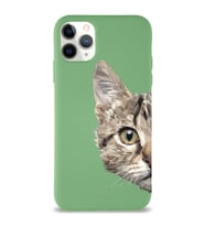 Apple iPhone 11 Pro Max Uyumlu Lansman Kılıf Catface Tasarımlı Altı Kapalı İçi Kadife Kaplı  Kapak (Şeffaf)