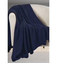 Selanik 10 Ponponlu Triko Örgü Tv Battaniyesi 130 X 170 Cm (İndigo)