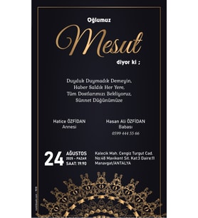 Kişiye Özel Sünnet Davetiyesi Beyaz Zarflı 9018 Kodlu