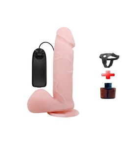 OdinsShop 19,5 cm Belden Bağlamalı Titreşimli Vibratör Realistik Penis Dildo - Dong