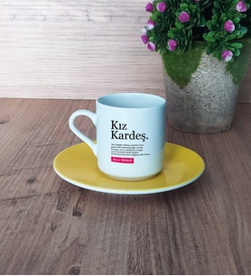Kız Kardeş Türk Kahvesi Fincanı Sarı Kız Kardeşe Doğum Günü Hediyesi