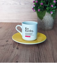 Kız Kardeş Türk Kahvesi Fincanı Sarı Kız Kardeşe Doğum Günü Hediyesi