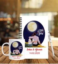 Sevgililer Gününe Özel Ahşap Defter Kalem & Kupa Hediye Seti 3