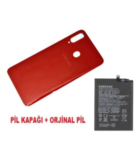 Tkgz Samsung Galaxy A20S A207 Arka Pil Batarya Kapağı + PİL KIRMIZI