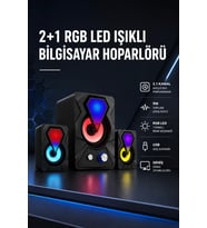 2+1 RGB LED Işıklı Güçlü Bas Sistemli Bilgisayar Hoparlörü