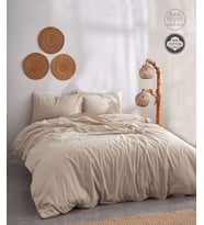 Soft Kahverengi %100 Pamuklu Çift Kişilik Nevresim Takımı
