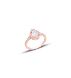 Söğütlü Silver Gümüş rose zirkon taşlı damla modeli yüzük