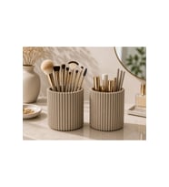 Çizgili Çok Amaçlı Organizer 2'li Set – Makyaj Fırçalık ve Kalemlik