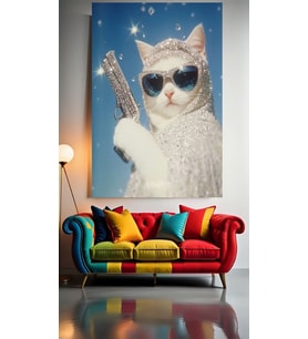 ÇETECİ KEDİ FLEXİN CAT V1 Ev Duvar Salon Güzellik Salonu Ofis Dükkan Dekarasyon Kanvas Tablo (Çok Renkli)
