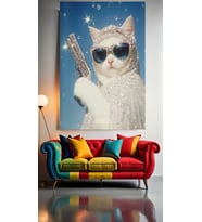 ÇETECİ KEDİ FLEXİN CAT V1 Ev Duvar Salon Güzellik Salonu Ofis Dükkan Dekarasyon Kanvas Tablo (Çok Renkli)